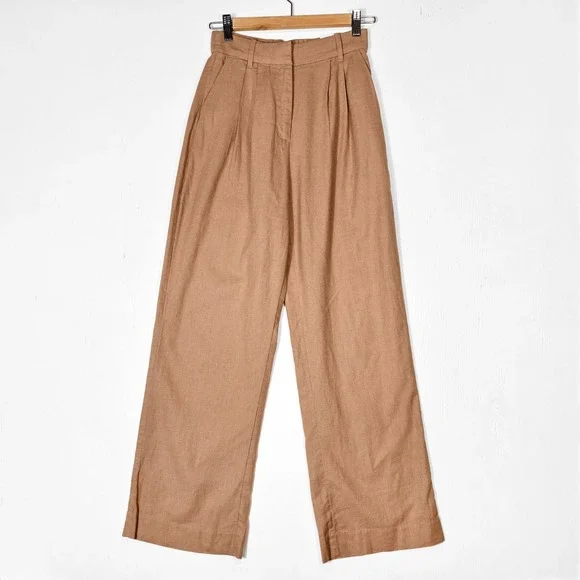 Abercrombie NEW Linen-Blend Sloane Wide Leg Pants Womens XS Reg Quiet Luxury - Picture 2 of 9